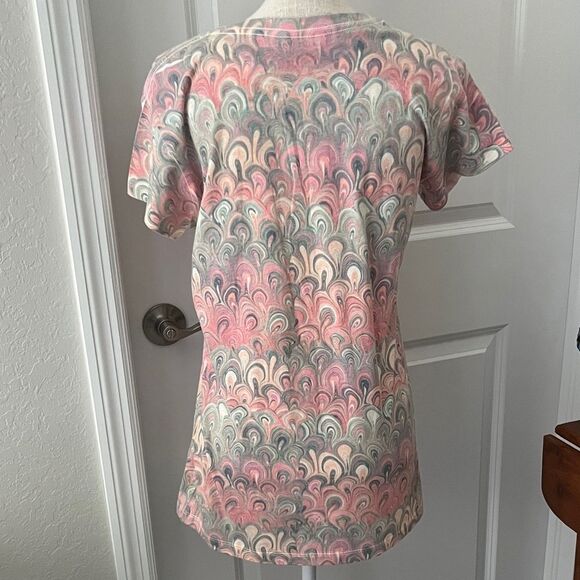 Fila Women's Short Sleeve Tee with Marbleized Pastel Pattern SZ L RARE - Picture 7 of 9